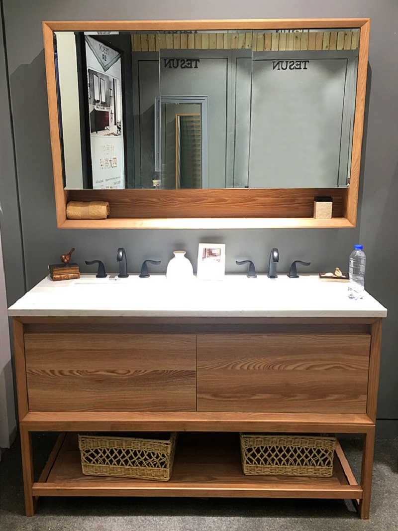 Modern Design free standing Solid Wood Bathroom Cabinets Mirror Vanity ...