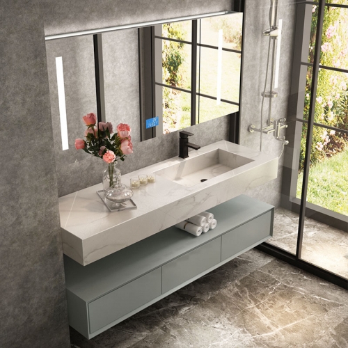 Elegant customized antiqu marble Luxury bathroom vanity with double wash hand basin