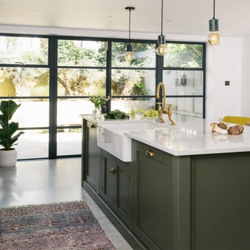 New green custom design solid wood oak kitchen cabinets