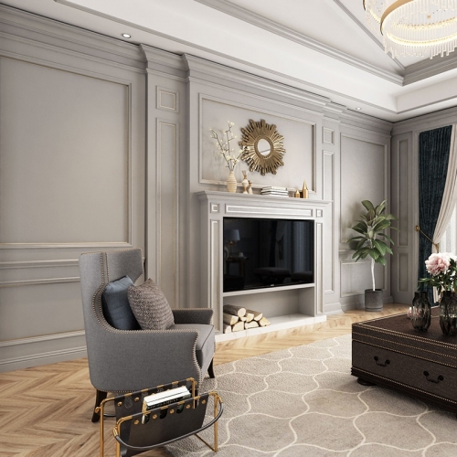 Grey solid wood wall panel system American style wooden decoration panle for house and hotel
