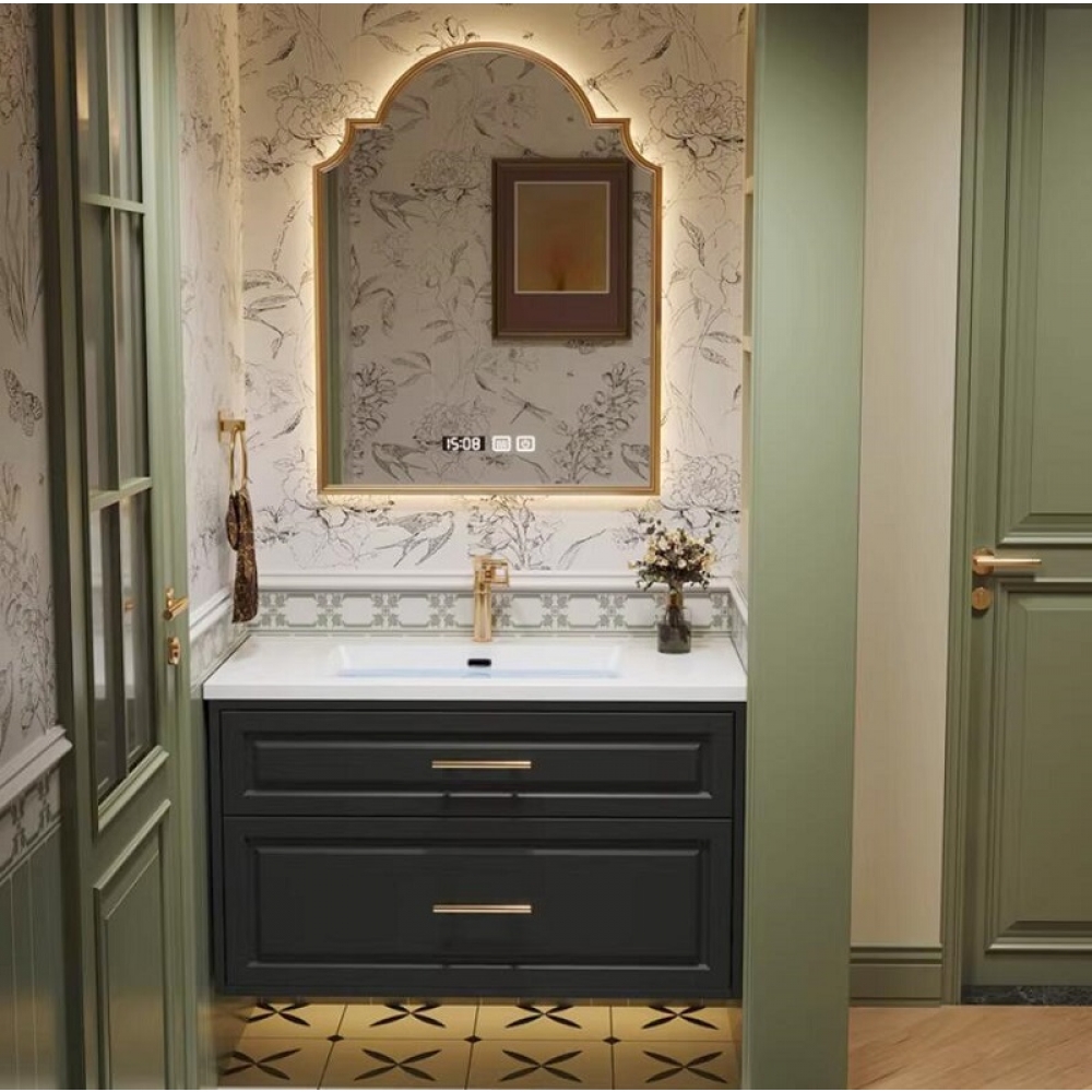 Floating Bathroom vantiy  Luxury Solid Wood and Carrara Marble with softclose drawer