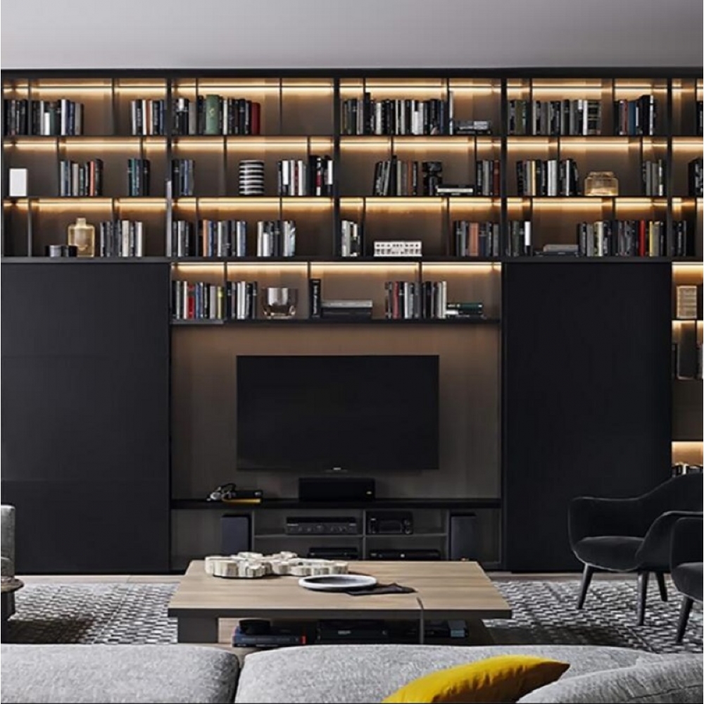 Modern Design Whole Wall TV Cabinet Stands Living Room Furniture TV Unit with book shelf