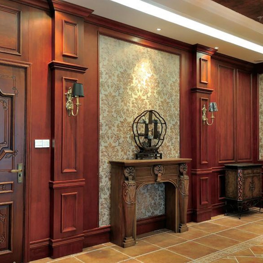 Luxury Home solid wood living room dining room furniture cabinets wooden wall panel system