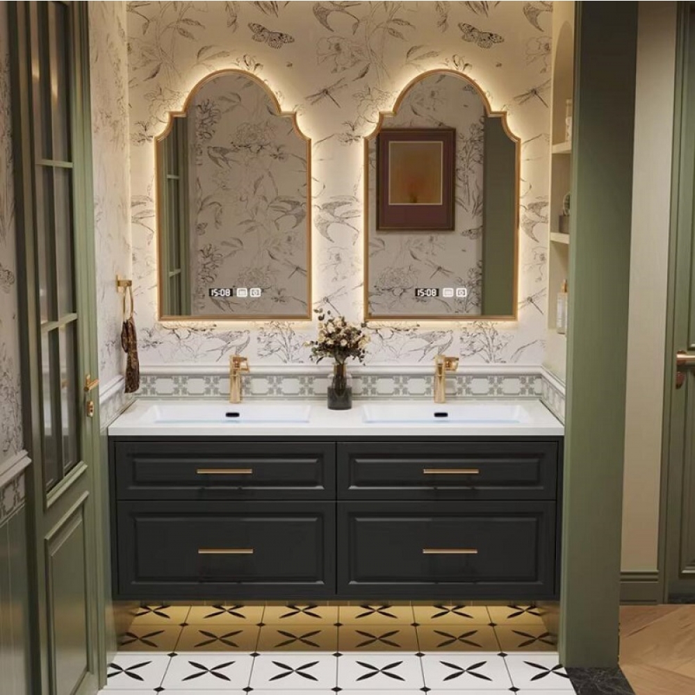 Floating Bathroom vantiy  Luxury Solid Wood and Carrara Marble with softclose drawer
