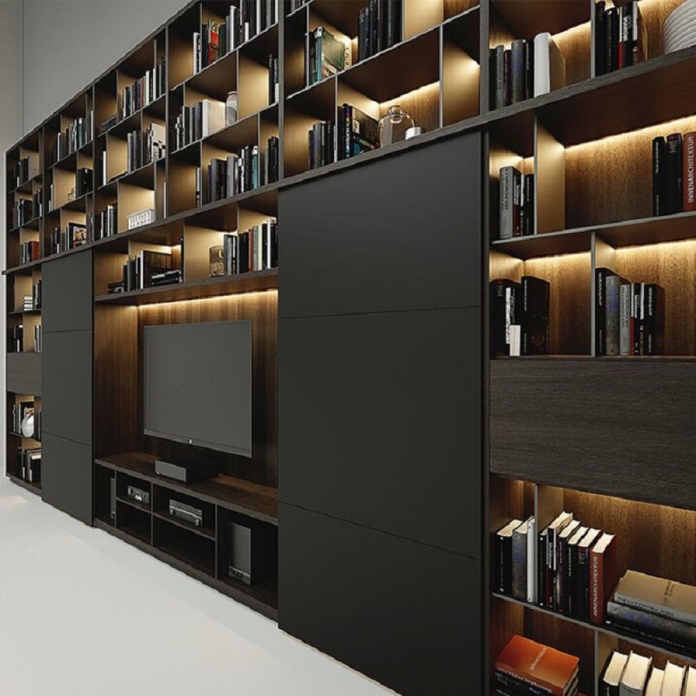 Modern Design Whole Wall TV Cabinet Stands Living Room Furniture TV Unit with book shelf