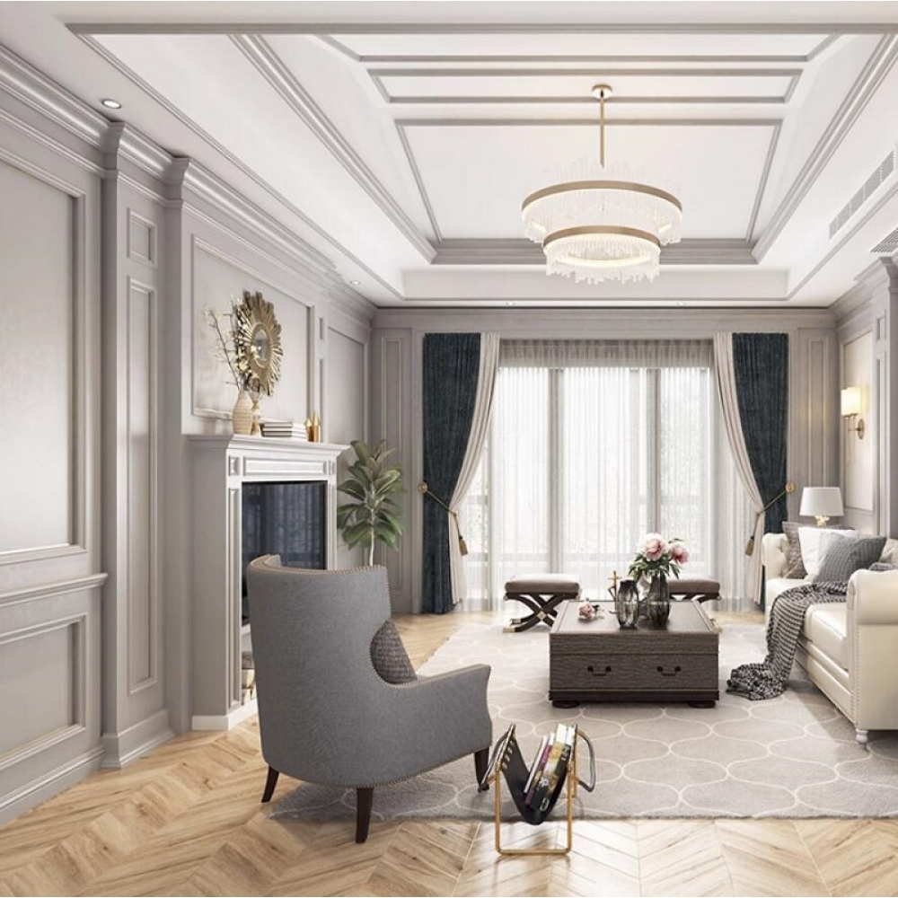 Grey solid wood wall panel system American style wooden decoration panle for house and hotel