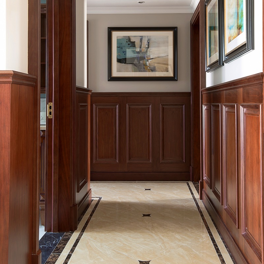 Whole house hotel solid wood custom cabinets and wall panel system