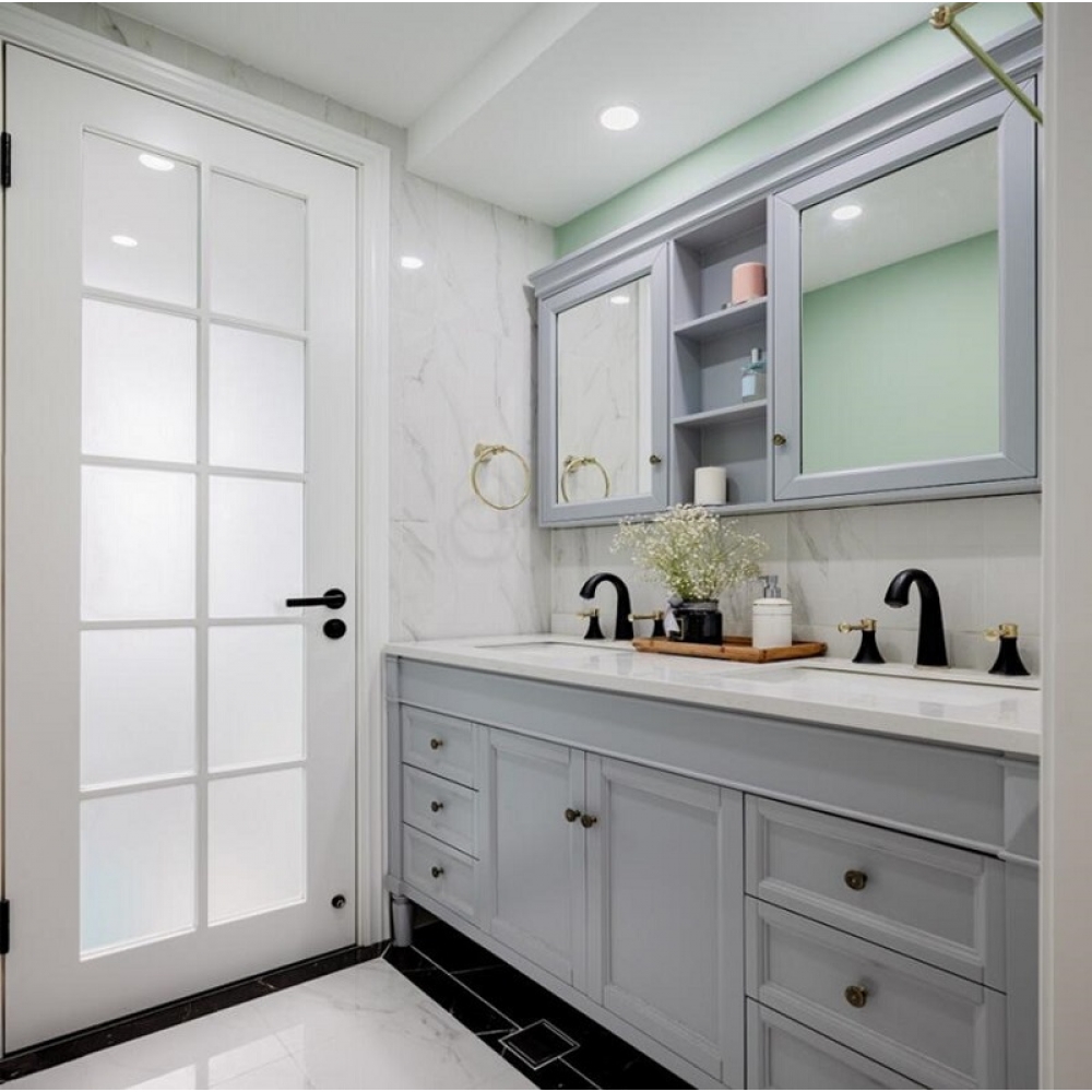 American Shaker Marble Countertop Cabinet Free Standing Solid Wood Bathroom Vanities with Mirror