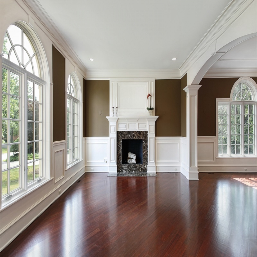 Traditional white solid wood wall panel system for living room and whoule house