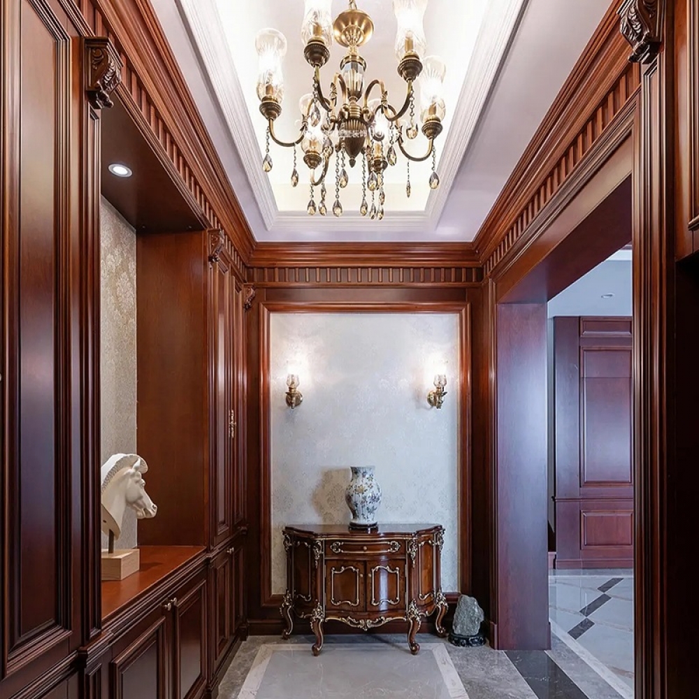 Whole house hotel solid wood custom cabinets and wall panel system