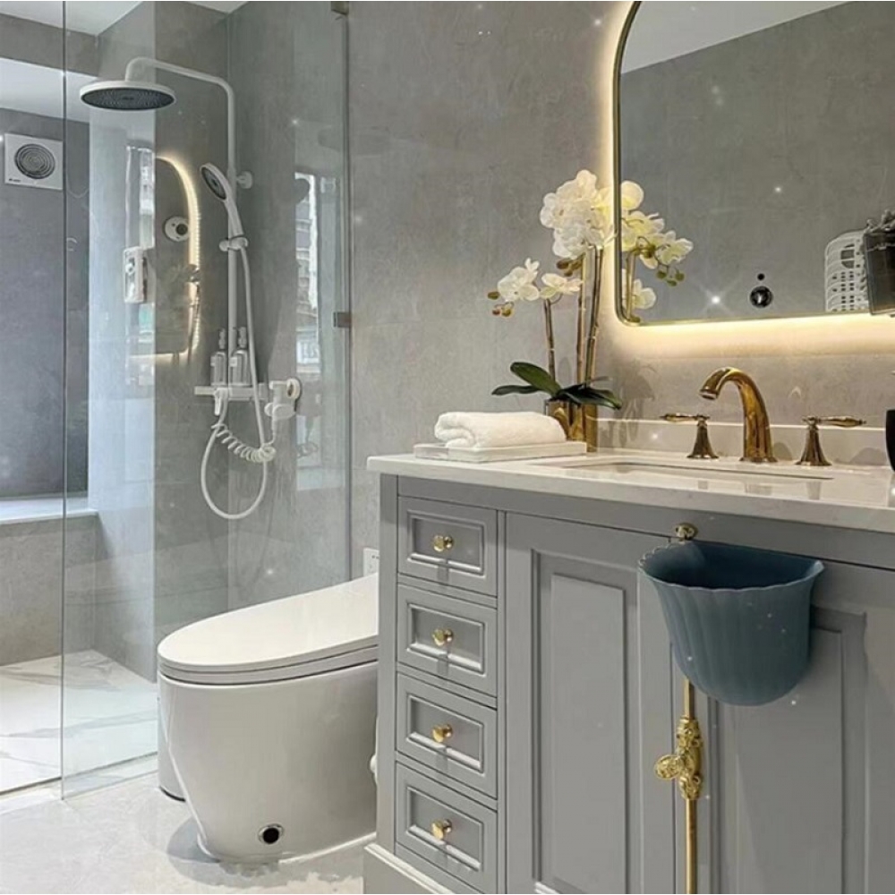 Traditional Solid Wooden Custom Floor Standing Bathroom Vanities with light mirror