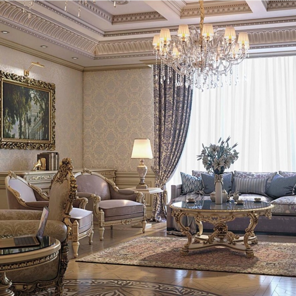 Luxury classic solid wood  wall panel living room whole house custom design furniture cabinets
