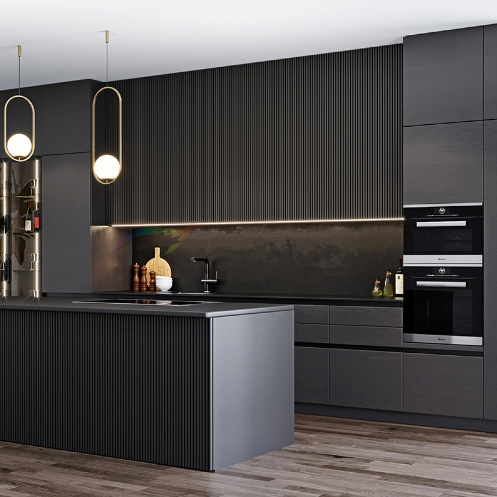 Custom made new fashion Italian style modern black kitchen cabinets