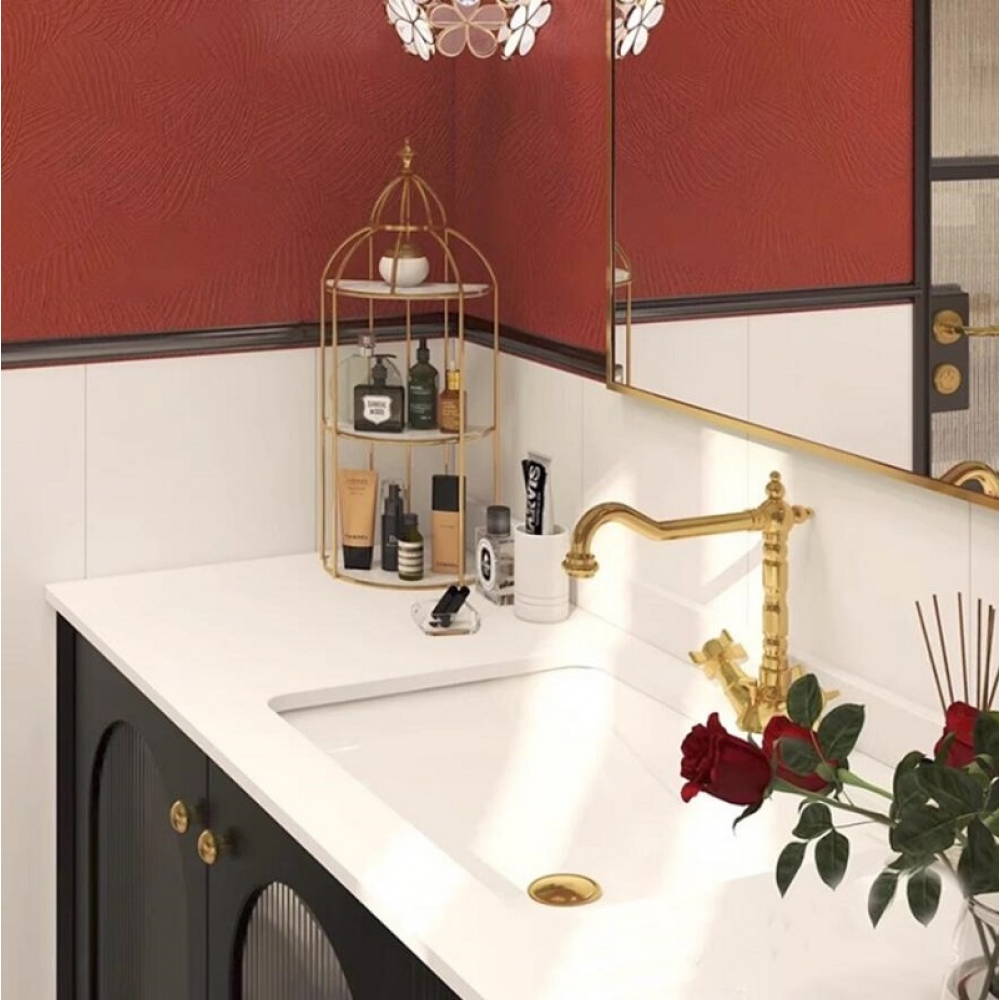 Luxury French Style Wood Marble Top grey painting Bathroom Vanity
