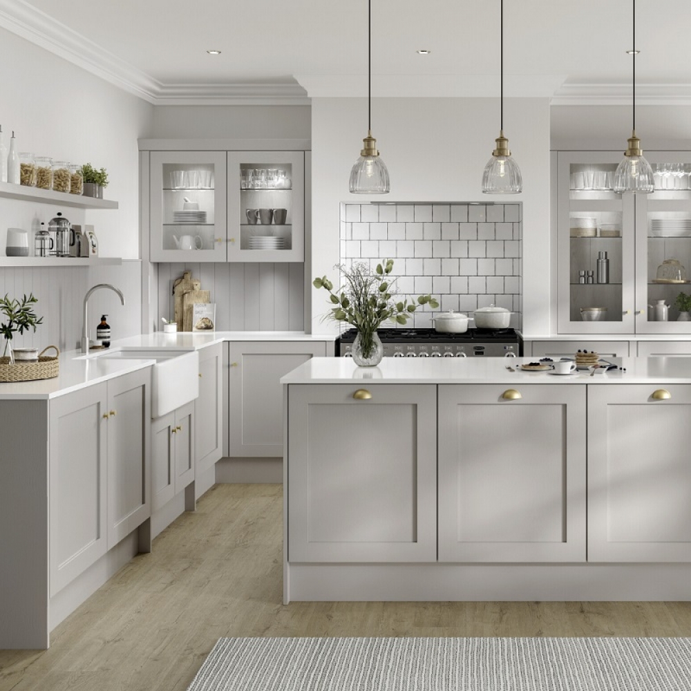 Traditional American style white shaker kitchen cabinets custom cupboards
