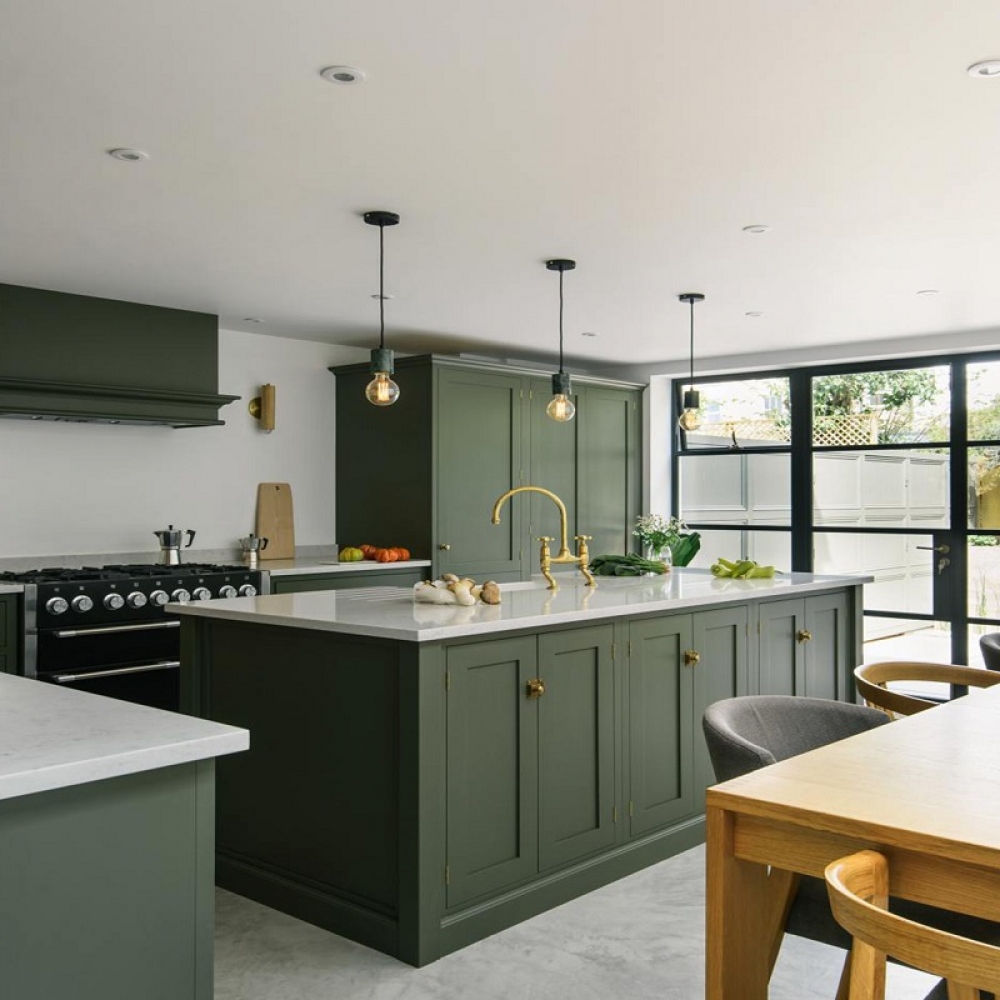 New green custom design solid wood oak kitchen cabinets