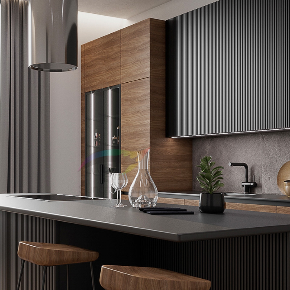 Custom made new fashion Italian style modern black kitchen cabinets