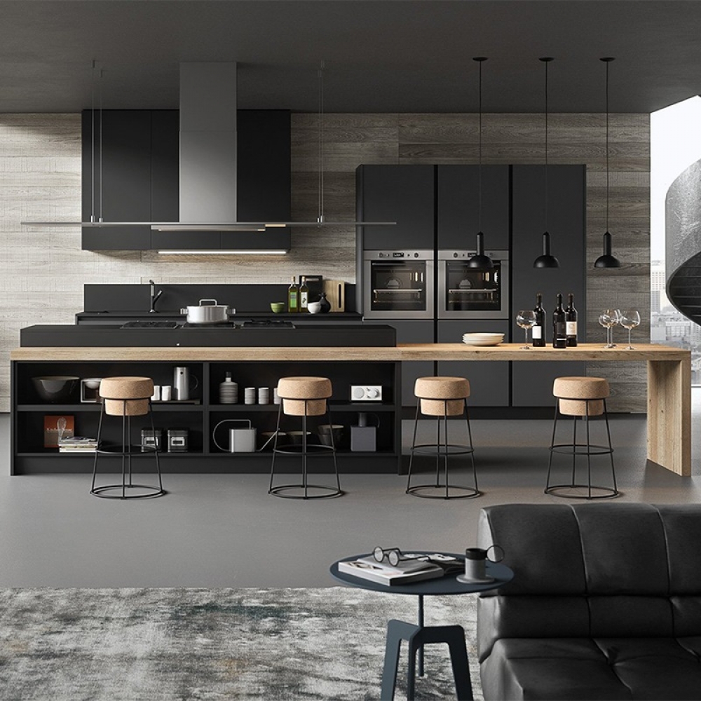 Modular wooden island modern painting grey kitchen caibnets