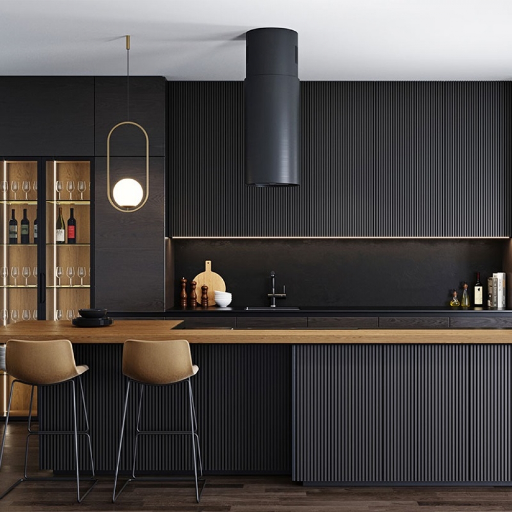 High end black Kitchen Design Modern Cupboards for Kitchen Furniture