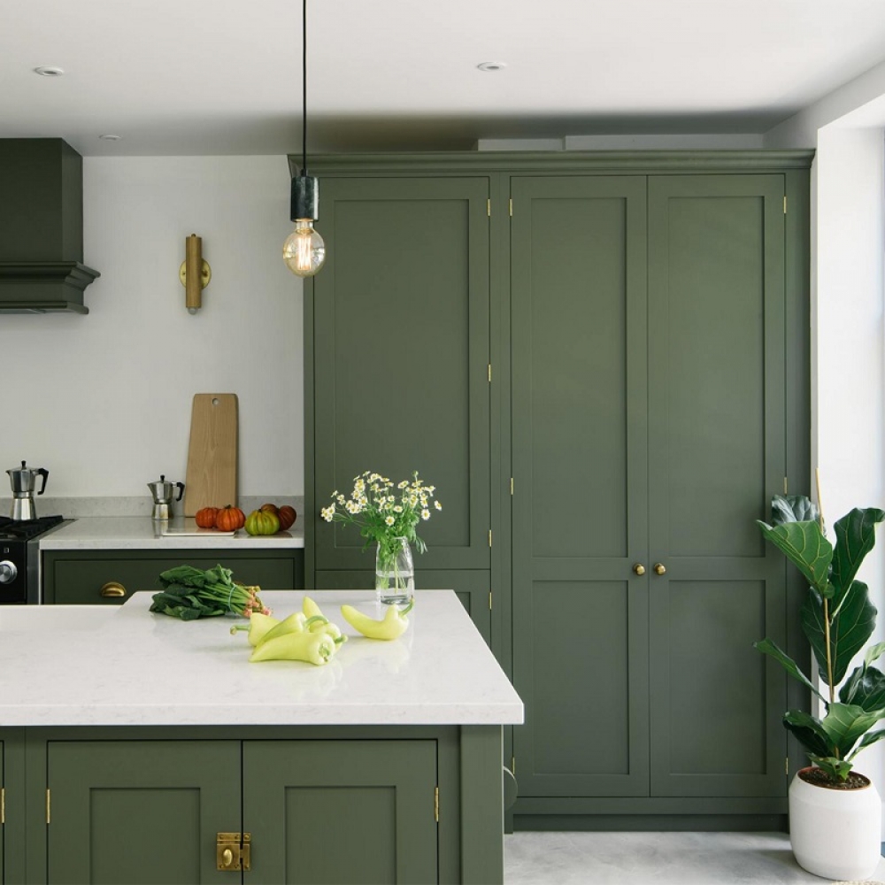 New green custom design solid wood oak kitchen cabinets
