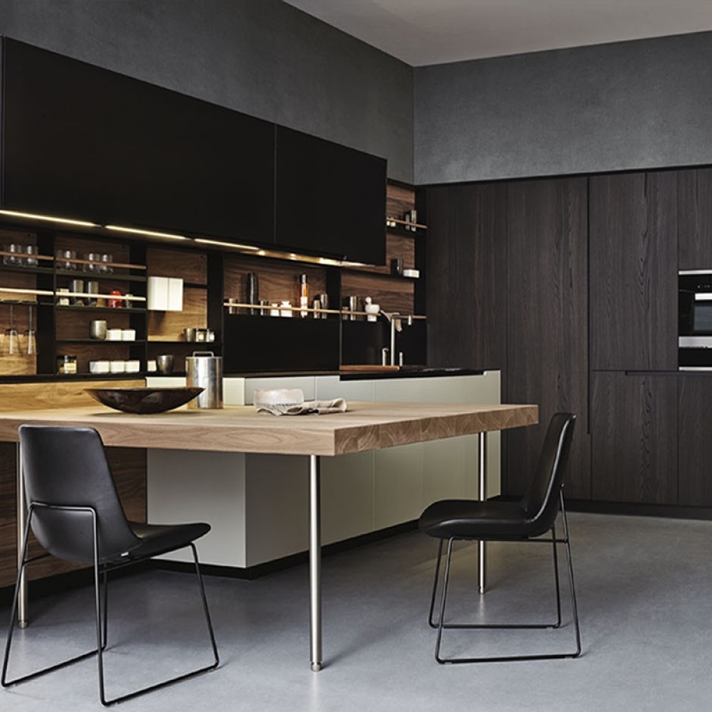 Hot selling fashion modern kitchen caibnets with wood countertrop