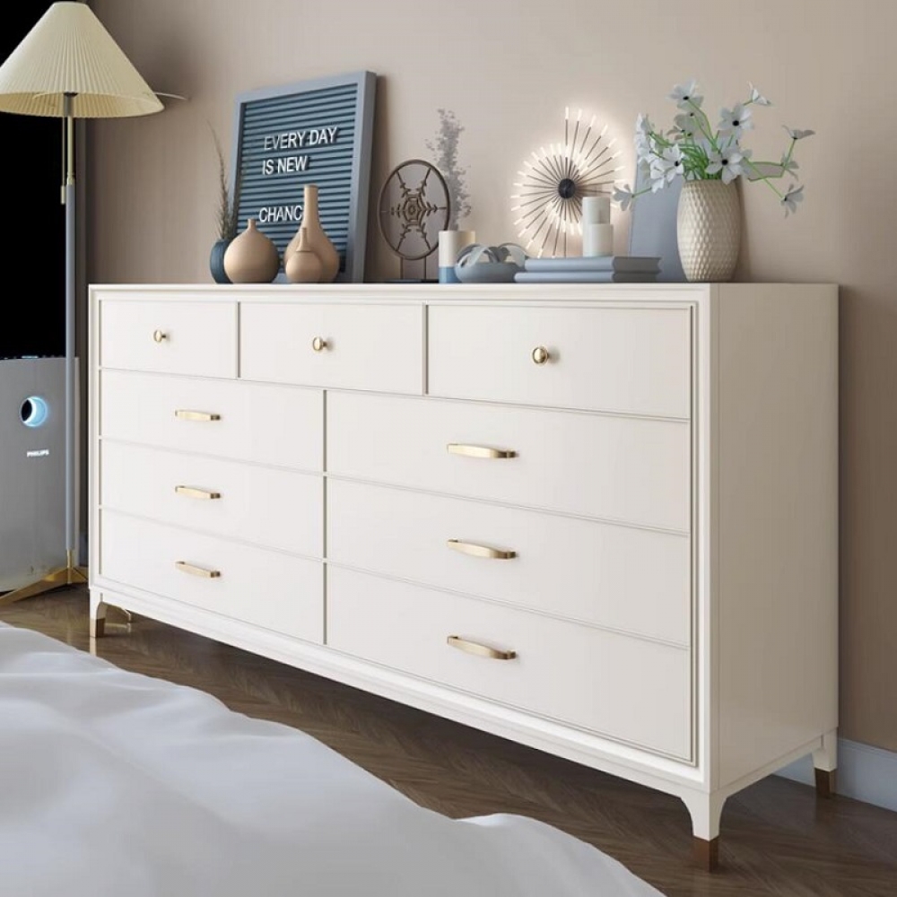 Wholesale Classic white Wooden Dresser Solid Wood 9 Drawer Chest drawer cabinets