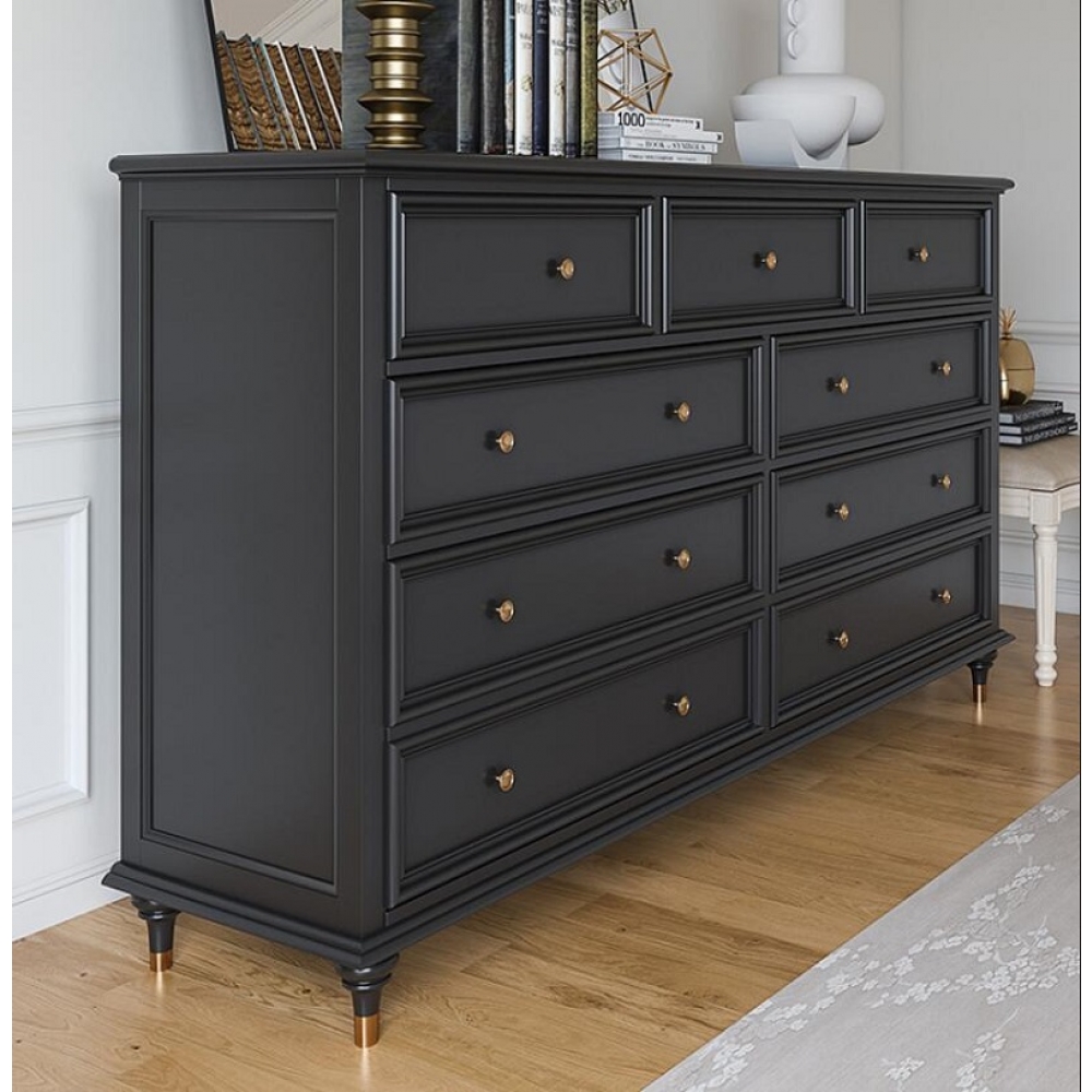 US Living room cabinet solid oak wooden storage chest of 8 drawers tall boy