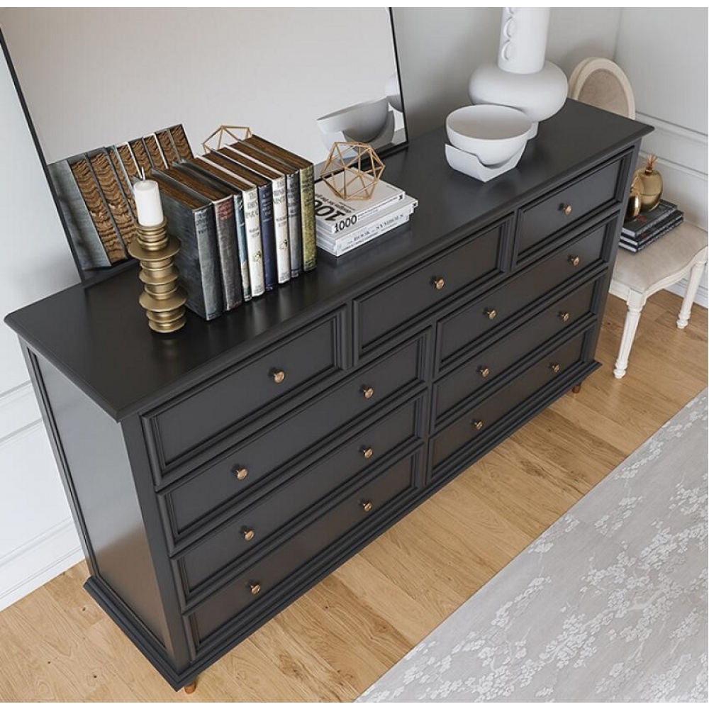 US Living room cabinet solid oak wooden storage chest of 8 drawers tall boy