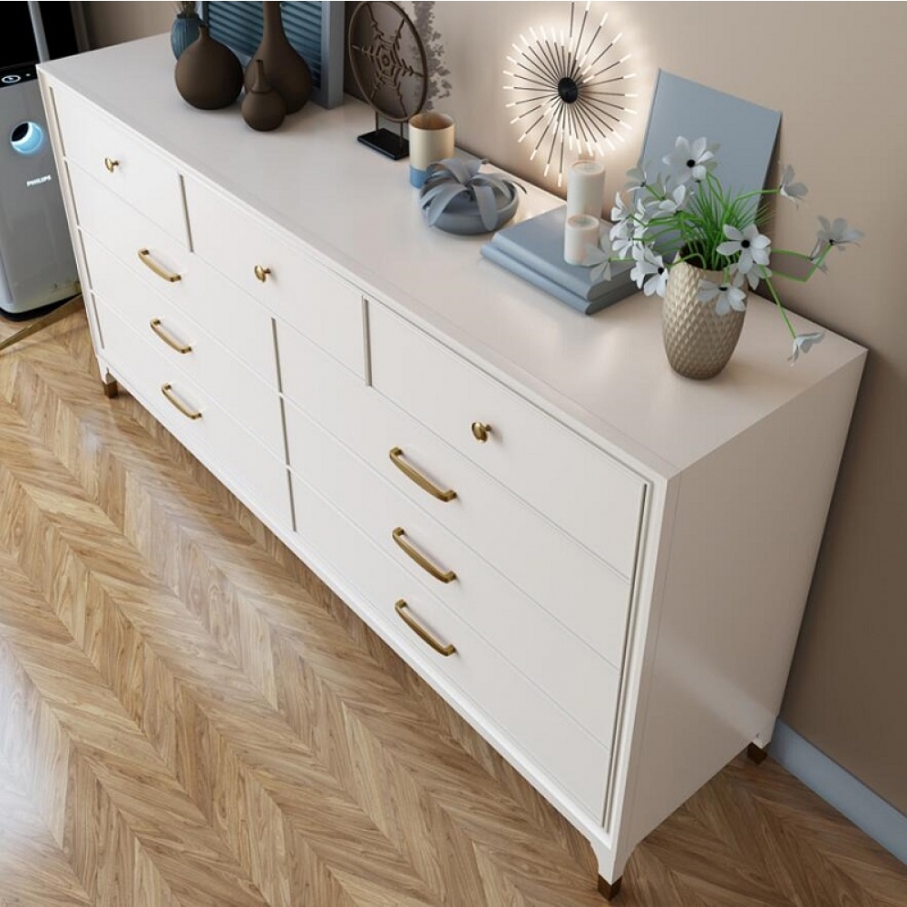 Wholesale Classic white Wooden Dresser Solid Wood 9 Drawer Chest drawer cabinets